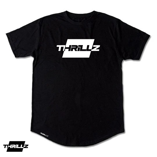 Premium Long Curved Hem Tee-Black